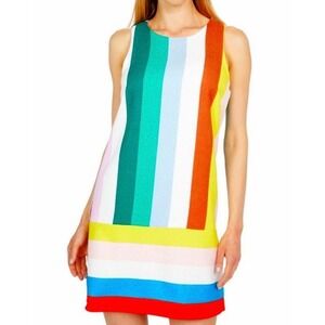 Laundry by Shelli Segal multicolored striped shift dress w/back zipper sz 10
